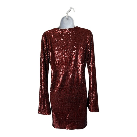 Elodie Oxblood Sequin Mini Bell Sleeve Excellent Size M - Picture 2 of 9
